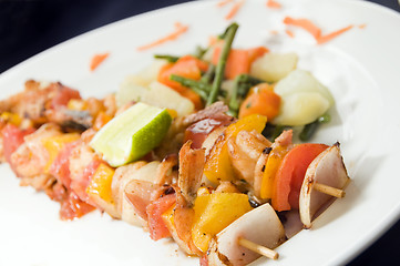 Image showing shrimp kabob Nicaragua style