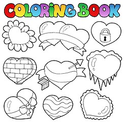 Image showing Coloring book hearts collection 1