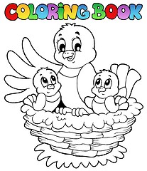 Image showing Coloring book bird theme 1