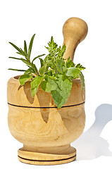 Image showing mortar with herbs