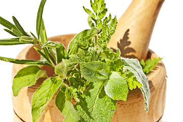 Image showing mortar with herbs