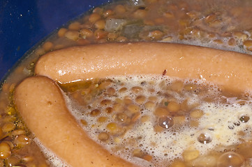 Image showing Lentils  and sausage