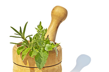Image showing mortar with herbs