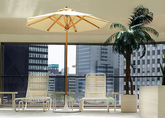 Image showing Indoor swimming pool with a view