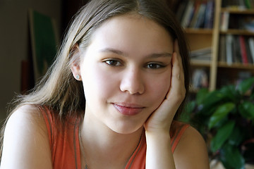 Image showing Sweet girl by the window