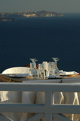 Image showing restaurant setting oia town santorini greece