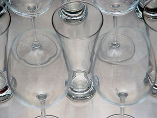 Image showing Water Goblets on a Tray