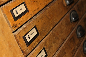 Image showing letterpress drawers