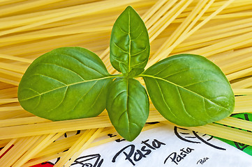 Image showing spaghetti and basil