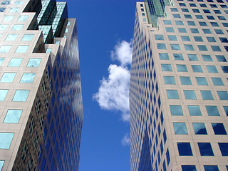 Image showing Blue sky and clouds reflection