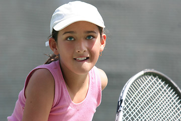 Image showing Teenage girl on the tennis court