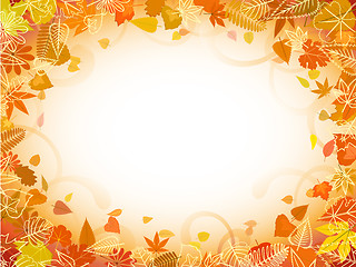 Image showing Autumn leaf frame with space for text