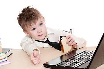 Image showing boy with sandwich