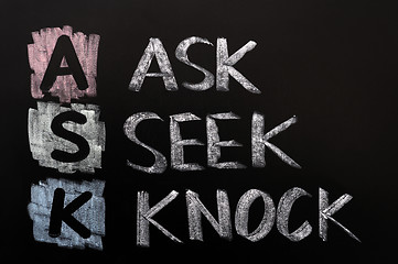 Image showing Acronym of ASK - Ask,Seek,Knock