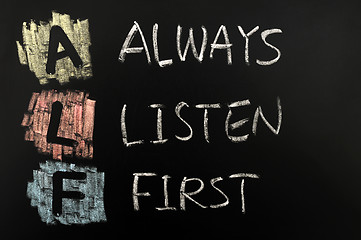 Image showing Acronym of ABC - Always Listen First