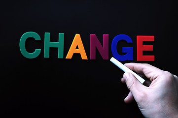 Image showing Change concept on a blackboard