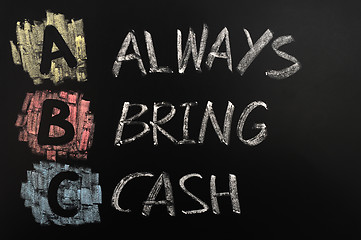 Image showing Acronym of ABC - Always bring cash