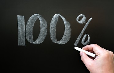 Image showing One hundred percent written on a blackboard