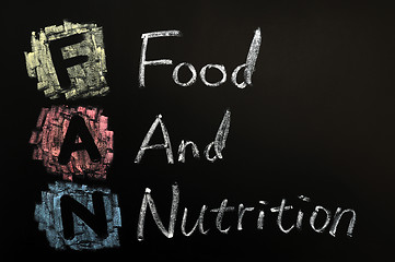Image showing Acronym of FAN - Food and nutrition