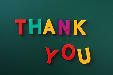 Image showing Thank you made of colorful letters
