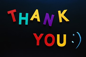 Image showing Thank you made of colorful letters