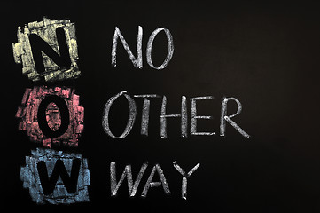 Image showing Acronym of NOW - No Other Way