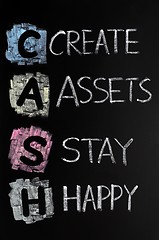 Image showing Cash acronym - create assets,stay happy