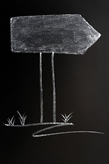 Image showing Signpost drawn in chalk on a blackboard