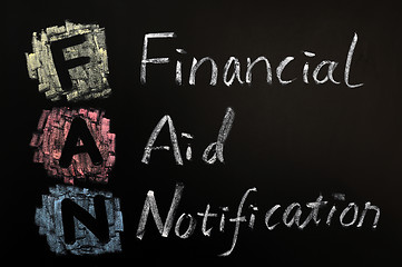 Image showing Acronym of FAN - financial aid notification