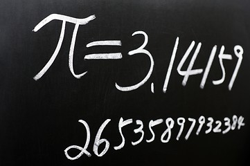 Image showing Pi written on a blackboard