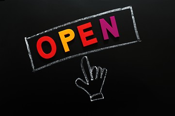 Image showing Open button with a cursor hand