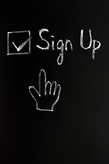 Image showing Sign up check box with a cursor hand 