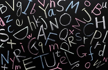 Image showing Random letters on a blackboard