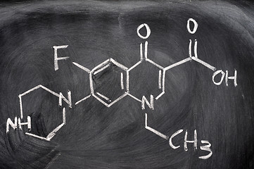 Image showing Chemical structures on a blackboard