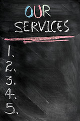 Image showing Our services menu