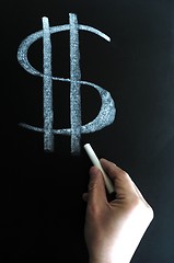 Image showing US dollar sign written on blackboard