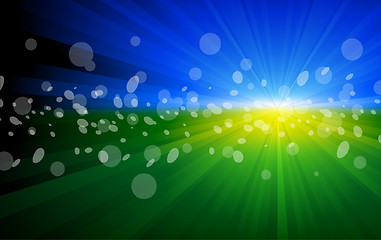 Image showing Vector bright background in green and blue color