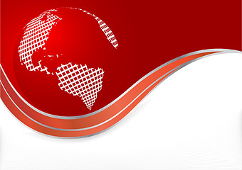 Image showing Vector red background with globe