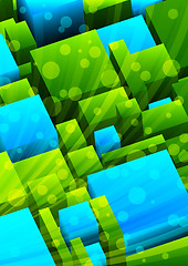 Image showing Abstract background with green and blue cubes. Vector illustrati