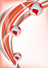 Image showing Vector red abstract background with globe