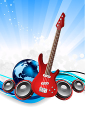 Image showing Vector background with guitar and earth