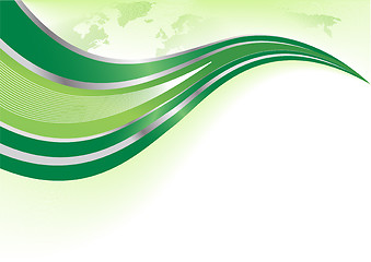 Image showing Vector green background with world map