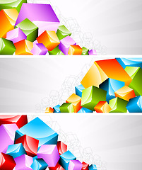 Image showing Set of banners with coloful cubes