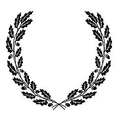 Image showing wreath of oak leaves black silhouette