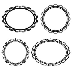 Image showing Set frame oval lace black silhouette