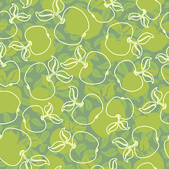 Image showing abstract apples with leaves seamless background