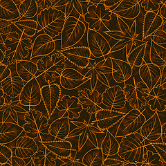 Image showing contour autumn gold leaf seamless