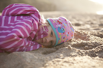 Image showing Little girl on the beach