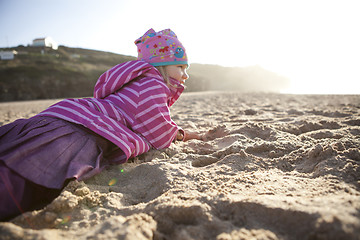 Image showing Little girl on the beach