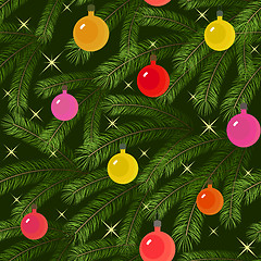 Image showing Christmas tree fir branch decorated seamless